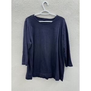 Unbranded Womens Shirt Size XL 18-20 Petite Blue 3/4 Sleeve